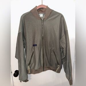 Vintage Columbia Large Bomber Jacket Lightweight Liner
80s Military Olive Green